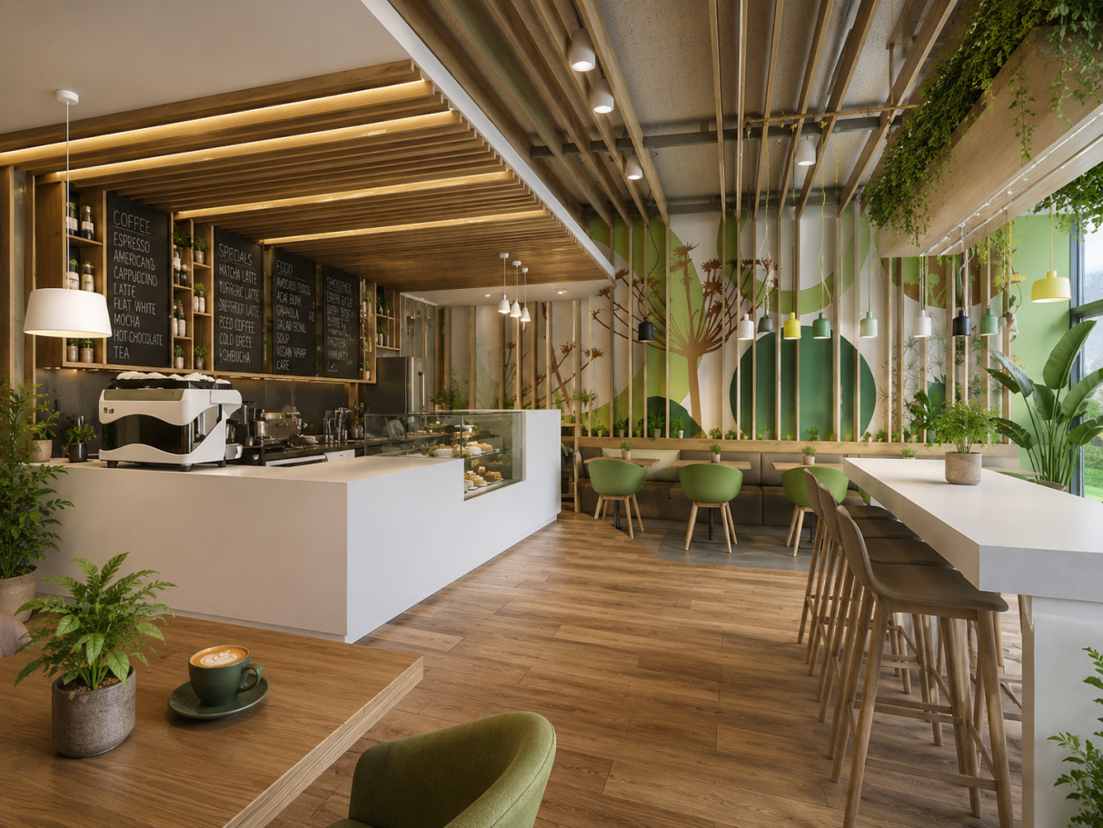 Eco Café – Interior Design Concept Eco café interior concept created from an interior design moodboard