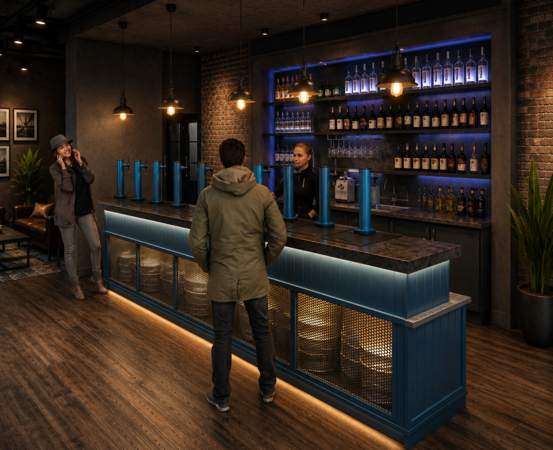 Proposed BrewDog Bar – 3D Interior Model 3D model of a proposed BrewDog bar interior